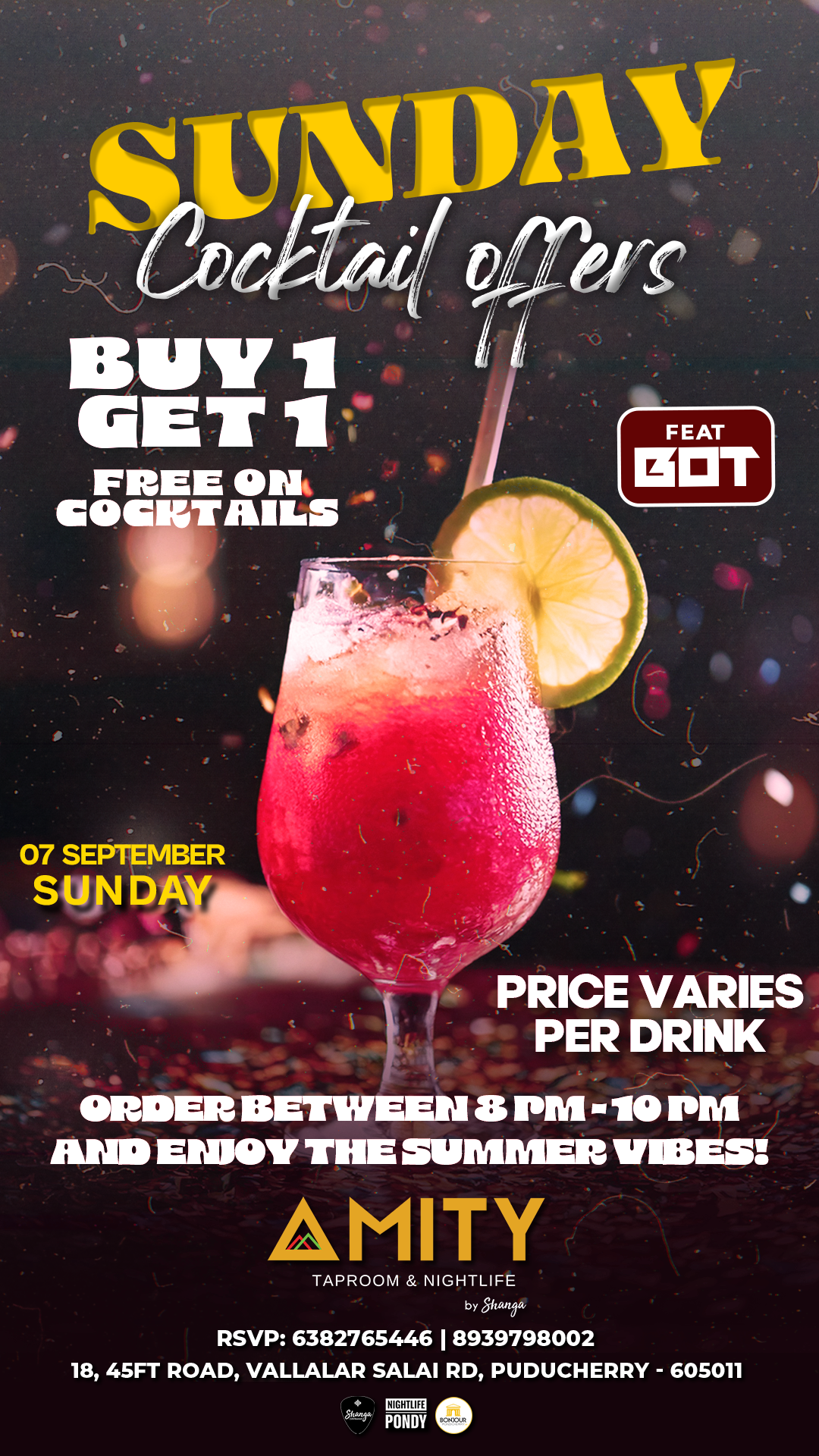 Sunday Cocktail Offers - Amity Nightlife