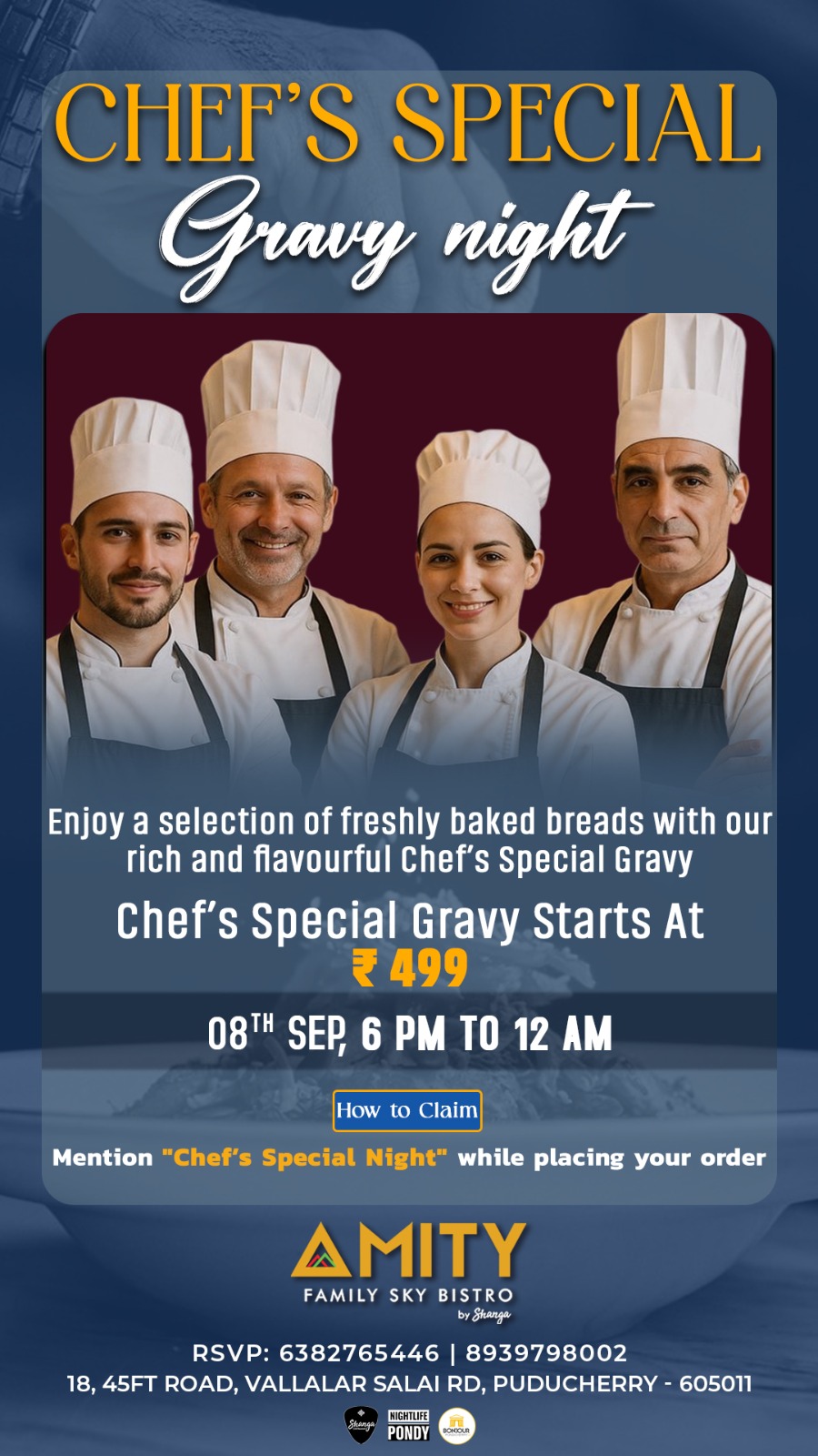 Chefs Special Gravy Night - Amity Sky Bistro