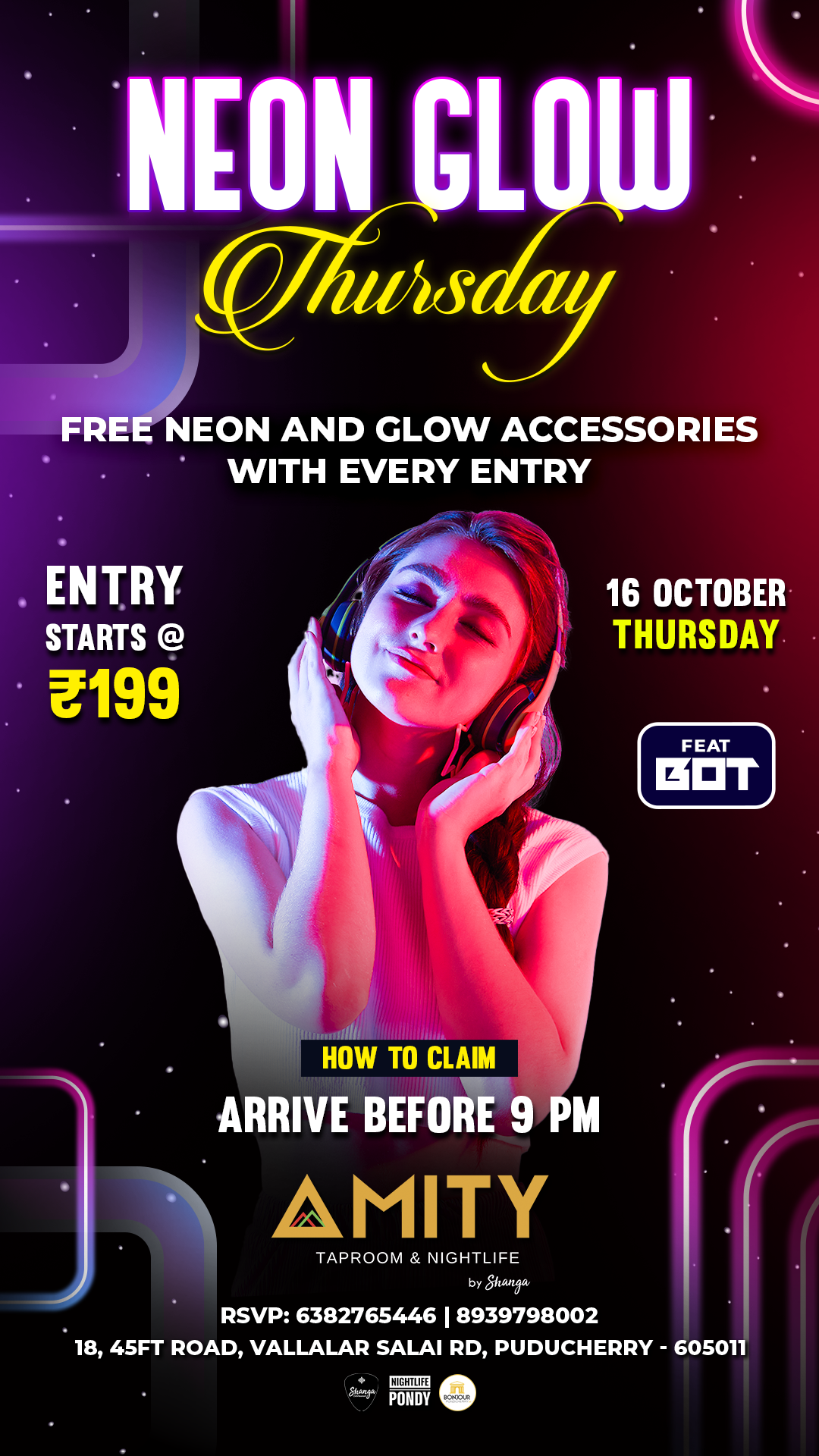 Neon Glow Thursday - Amity Sports Cafe