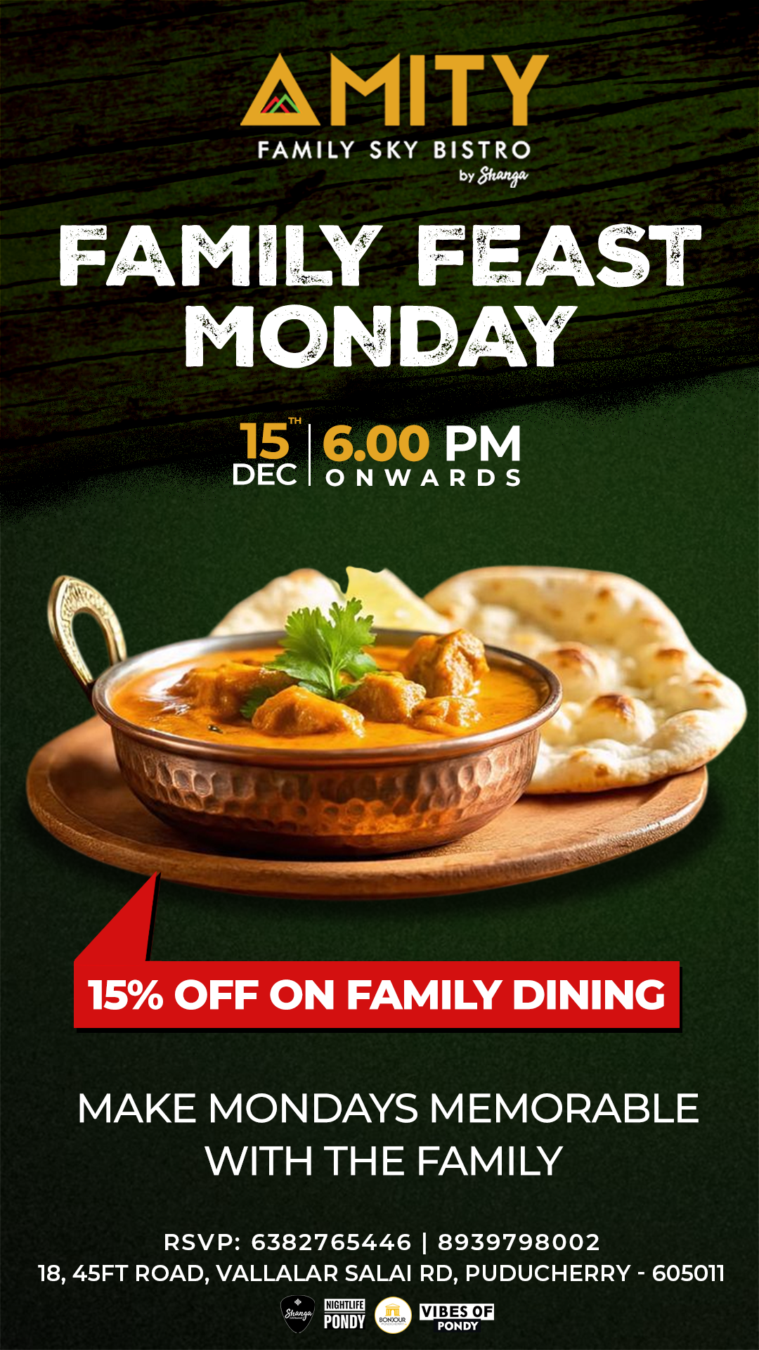 Family Feast Monday - Amity Sky Bistro