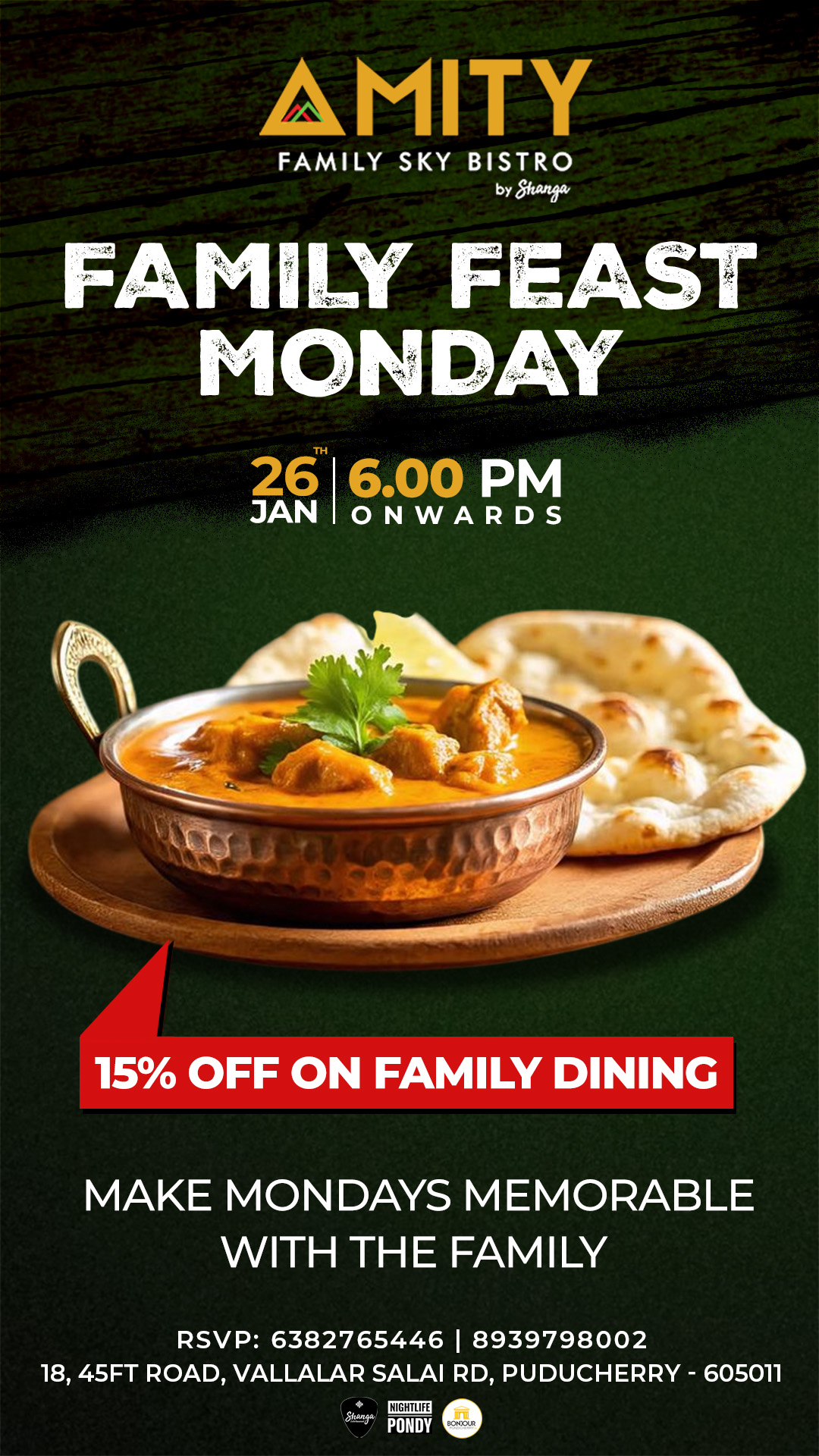 Family Feast Monday - Amity Sky Bistro